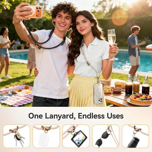 Phone Lanyard Crossbody with Metal Buckles, Adjustable Neck Strap with Universal Multifuctional Stainless Steel Phone Lanyard Tab Comfortable and Durable, Gold in Saudi Arabia