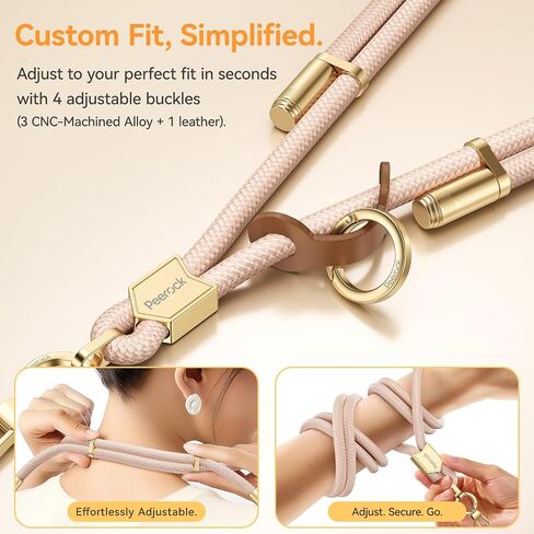 Phone Lanyard Crossbody with Metal Buckles, Adjustable Neck Strap with Universal Multifuctional Stainless Steel Phone Lanyard Tab Comfortable and Durable, Gold in Saudi Arabia