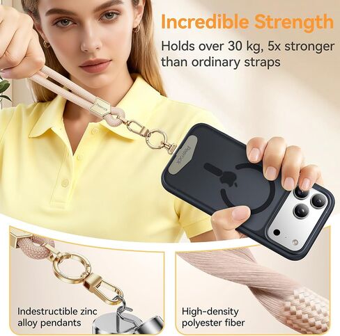 Phone Lanyard Crossbody with Metal Buckles, Adjustable Neck Strap with Universal Multifuctional Stainless Steel Phone Lanyard Tab Comfortable and Durable, Gold in Saudi Arabia