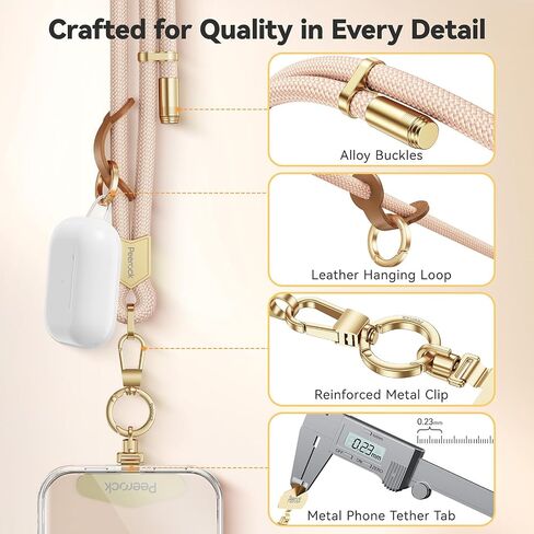 Phone Lanyard Crossbody with Metal Buckles, Adjustable Neck Strap with Universal Multifuctional Stainless Steel Phone Lanyard Tab Comfortable and Durable, Gold in Saudi Arabia