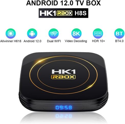 Android TV Box 4GB RAM 32GB ROM، Smart TV Box H618 Chipset، 4K، HDR10+، Wi-Fi 2.4/5.8 جيجا هرتز، Bluetooth 4.0، USB 2.0/3.0 100M Ethernet Android 12.0 in Kuwait