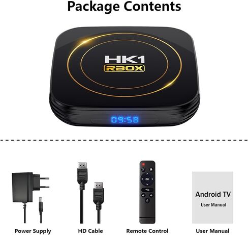 Android TV Box 4GB RAM 32GB ROM، Smart TV Box H618 Chipset، 4K، HDR10+، Wi-Fi 2.4/5.8 جيجا هرتز، Bluetooth 4.0، USB 2.0/3.0 100M Ethernet Android 12.0 in Kuwait