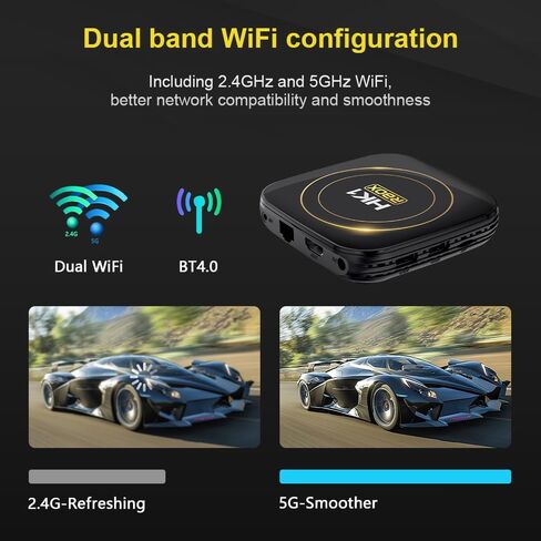 Android TV Box 4GB RAM 32GB ROM، Smart TV Box H618 Chipset، 4K، HDR10+، Wi-Fi 2.4/5.8 جيجا هرتز، Bluetooth 4.0، USB 2.0/3.0 100M Ethernet Android 12.0 in Kuwait