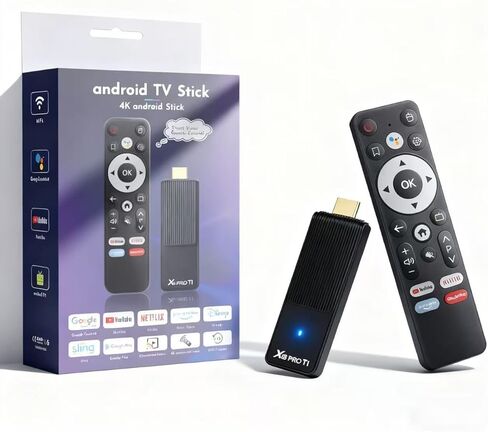 Android TV Stick 14.0, 2025 4K TV Stick 2GB RAM 16GB ROM Ultra HD RK3518 CPU Supports 2.4G/5G Wi-Fi Bluetooth 5.0 USB HDR10 with Bluetooth Voice Remote Control - Black in Kuwait