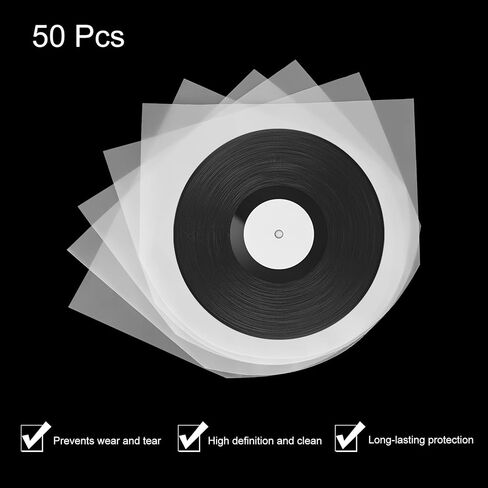 50 Pcs Vinyl Outer Sleeves, Clear Vinyl Record Sleeves 5.1" x 5" Vinyl Record Protector Covers for 5" Single Mini LP,CD Storage Collections in Saudi Arabia