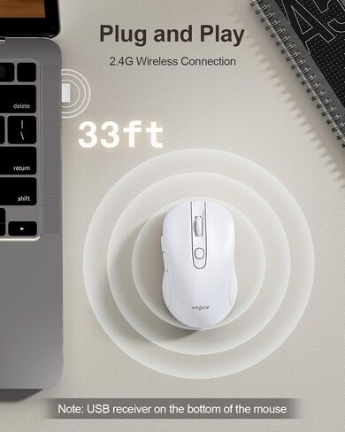 USB Wireless Mouse for Laptop PC Mac, 2.4GHz Cordless Mouse with 6 Buttons, 5-Level Adjustable 4000 DPI, Ergonomic Portable Optical Computer Mice, 24-Month Battery Life-Pink in Kuwait