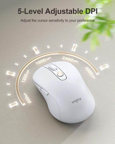 USB Wireless Mouse for Laptop PC Mac, 2.4GHz Cordless Mouse with 6 Buttons, 5-Level Adjustable 4000 DPI, Ergonomic Portable Optical Computer Mice, 24-Month Battery Life-Pink in Kuwait