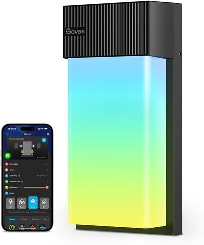 Govee Outdoor Wall Light, 1500LM Smart RGBIC Porch Lights Outdoor with 45 Scene Modes, IP65 Waterproof for Outdoor Decor, DIY, Wall Sconce Works with Alexa, Google Assistant and Matter, 2 Pack in Kuwait