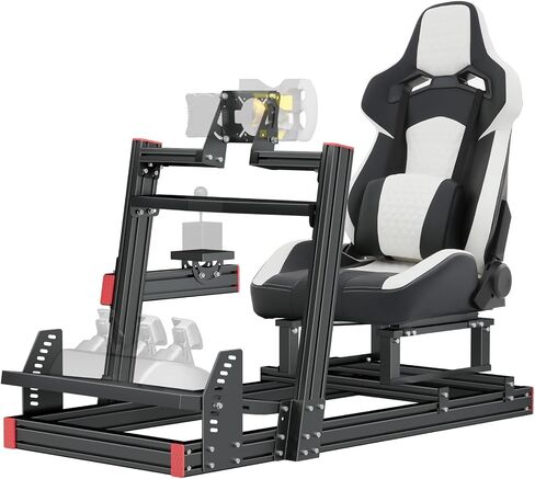 حامل قمرة القيادة لمحاكاة السباقات من Likeem مع مقاعد السباق من سلسلة Elite لـ Logitech/Thrustmaster/Fanatec G29 G920 G923 T80 T300، حامل عجلة قيادة قابل للتعديل، غير متضمن العجلة والدواسات ومبدل الحركة [xbox] in Kuwait