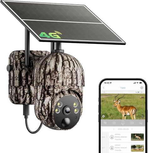 كاميرات 4G LTE الخلوية، خطة بيانات غير محدودة، كاميرا ألعاب 2K HD 360 درجة كاملة العرض مع طاقة شمسية، كاميرا أمان مع تنشيط الحركة، بطاقة SIM مدمجة، مقاومة للماء IP65 in Kuwait