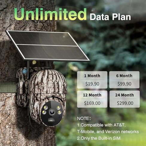 كاميرات 4G LTE الخلوية، خطة بيانات غير محدودة، كاميرا ألعاب 2K HD 360 درجة كاملة العرض مع طاقة شمسية، كاميرا أمان مع تنشيط الحركة، بطاقة SIM مدمجة، مقاومة للماء IP65 in Kuwait
