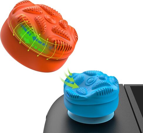 PlayVital for Switch 2 Thumbs Cushion Caps Thumb Grips (4-Pack) | غطاء مقبض عصا التحكم من السيليكون لجهاز نينتندو سويتش 2 جويكون، تصميم نسيج مضاد للانزلاق - أزرق وبرتقالي in Saudi Arabia