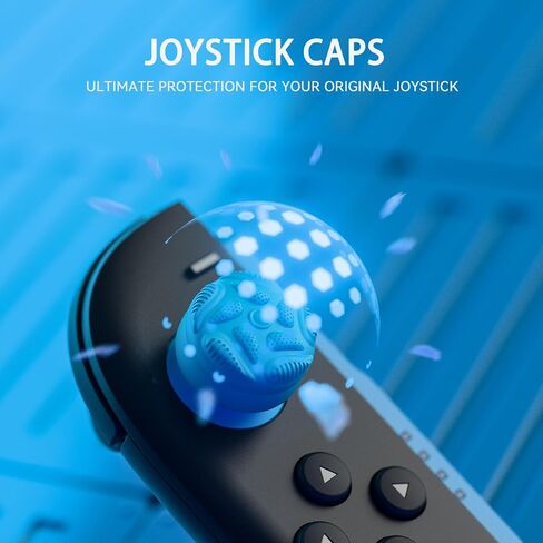 PlayVital for Switch 2 Thumbs Cushion Caps Thumb Grips (4-Pack) | غطاء مقبض عصا التحكم من السيليكون لجهاز نينتندو سويتش 2 جويكون، تصميم نسيج مضاد للانزلاق - أزرق وبرتقالي in Saudi Arabia