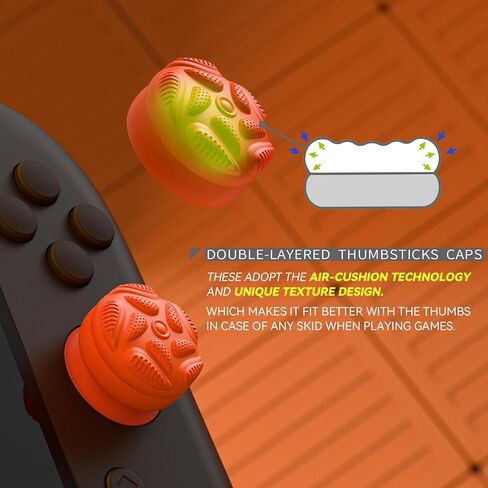 PlayVital for Switch 2 Thumbs Cushion Caps Thumb Grips (4-Pack) | غطاء مقبض عصا التحكم من السيليكون لجهاز نينتندو سويتش 2 جويكون، تصميم نسيج مضاد للانزلاق - أزرق وبرتقالي in Saudi Arabia