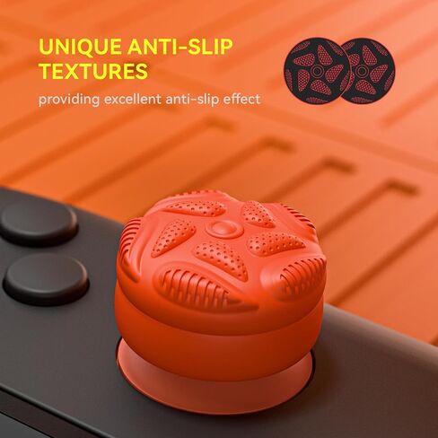 PlayVital for Switch 2 Thumbs Cushion Caps Thumb Grips (4-Pack) | غطاء مقبض عصا التحكم من السيليكون لجهاز نينتندو سويتش 2 جويكون، تصميم نسيج مضاد للانزلاق - أزرق وبرتقالي in Saudi Arabia