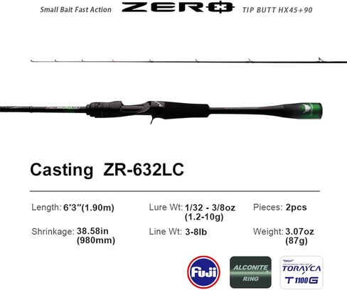 PURELURE Zero Ultralight Fishing Rod رأس صلب، 40 طن من ألياف الكربون للغزل والصب قضيب 2 أو 5 قطع، عمل سريع/سريع جدًا، مقبض كربون كامل من قطعة واحدة ومقعد بكرة، دليل Fuji Alconite in Kuwait