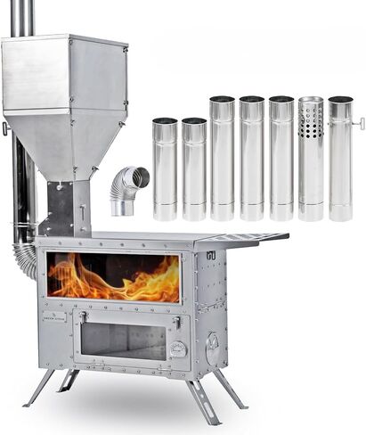 موقد تخييم خارجي مع فرن، موقد خيمة متعدد الوقود متوافق مع الخشب أو الكريات، موقد محمول مع أنابيب مدخنة للاستخدام الخارجي فقط (الموديل: GreenStovehori 5 Max) in Kuwait