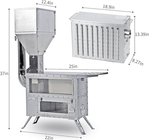 موقد تخييم خارجي مع فرن، موقد خيمة متعدد الوقود متوافق مع الخشب أو الكريات، موقد محمول مع أنابيب مدخنة للاستخدام الخارجي فقط (الموديل: GreenStovehori 5 Max) in Kuwait