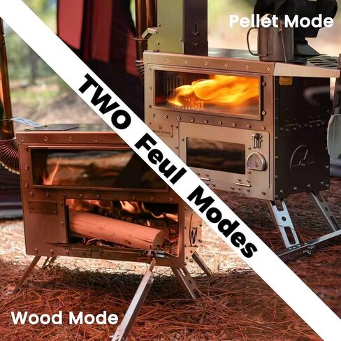 موقد تخييم خارجي مع فرن، موقد خيمة متعدد الوقود متوافق مع الخشب أو الكريات، موقد محمول مع أنابيب مدخنة للاستخدام الخارجي فقط (الموديل: GreenStovehori 5 Max) in Kuwait