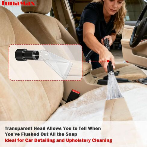 TunaMax Universal Work with All Shop Vacs Extractor Attachment with 1-1/4" & 1-7/8" & 2-1/2" Three Adapters for Upholstery & Carpet Cleaning & Auto Detailing, Large 7-1/2" and Small 3-1/2" Clear Head in Saudi Arabia