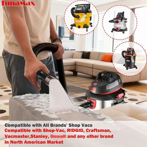 TunaMax Universal Work with All Shop Vacs Extractor Attachment with 1-1/4" & 1-7/8" & 2-1/2" Three Adapters for Upholstery & Carpet Cleaning & Auto Detailing, Large 7-1/2" and Small 3-1/2" Clear Head in Saudi Arabia