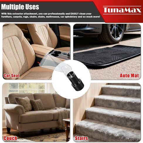 TunaMax Universal Work with All Shop Vacs Extractor Attachment with 1-1/4" & 1-7/8" & 2-1/2" Three Adapters for Upholstery & Carpet Cleaning & Auto Detailing, Large 7-1/2" and Small 3-1/2" Clear Head in Saudi Arabia