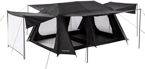 Naturehike Blackdog 11㎡/116ft² 8-10 Person Camping Tent with Movie Screen, 6 Door 2 Room Large Cabin Tent with 5-Sided Mesh Windows, Waterproof Big Family Tents for Hiking in Saudi Arabia