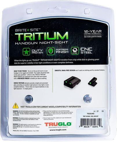 Truglo Tritium Handgun Sight High-Visible Front & Rear Night Sights with Daylight White Dots & Low-Light Tritium Glowing Green Dots, Compatible with 1911 Handguns in Saudi Arabia