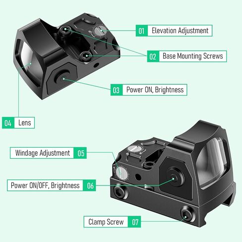Motion Awake Red/Green Dot Sight للمسدسات والبنادق والبنادق، 12 تعديل للسطوع، نطاق نقطة حمراء/أخضر 2MOA، بصريات منعكسة مفتوحة مناسبة لسكك RMR أو Picatinny مقاس 20 مم in Kuwait