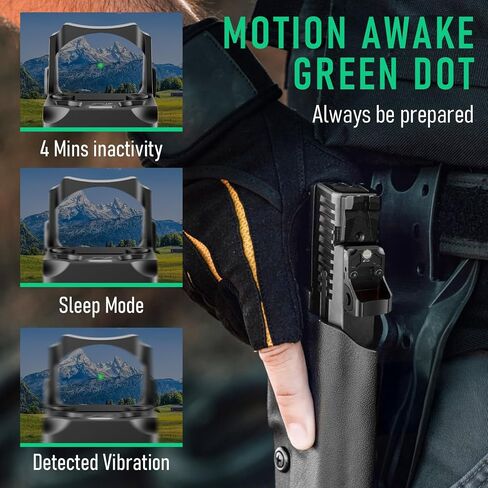 Motion Awake Red/Green Dot Sight للمسدسات والبنادق والبنادق، 12 تعديل للسطوع، نطاق نقطة حمراء/أخضر 2MOA، بصريات منعكسة مفتوحة مناسبة لسكك RMR أو Picatinny مقاس 20 مم in Kuwait