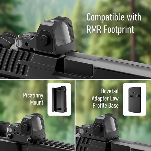 Motion Awake Red/Green Dot Sight للمسدسات والبنادق والبنادق، 12 تعديل للسطوع، نطاق نقطة حمراء/أخضر 2MOA، بصريات منعكسة مفتوحة مناسبة لسكك RMR أو Picatinny مقاس 20 مم in Kuwait