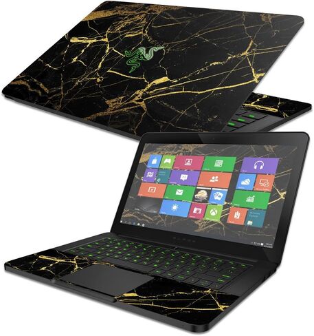 جلد MightySkins متوافق مع Razer Blade مقاس 14 بوصة (2014-2017) - رخام ذهبي أسود | غطاء ملتف من الفينيل واقٍ ومتين وفريد ​​من نوعه | سهل التطبيق والإزالة وتغيير الأنماط | صنع في الولايات المتحدة الأمريكية in Saudi Arabia