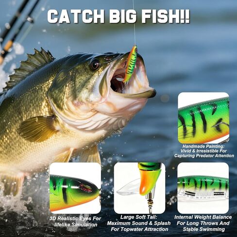 Swim baits Fishing Lures for Freshwater, Fableblis Mixed Top Water Bass Lures, Multi Jointed Swimbaits & Artificial Whopping Plopping Baits for Trout Catfish Crappie Muskie in Kuwait