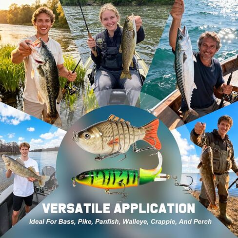 Swim baits Fishing Lures for Freshwater, Fableblis Mixed Top Water Bass Lures, Multi Jointed Swimbaits & Artificial Whopping Plopping Baits for Trout Catfish Crappie Muskie in Kuwait