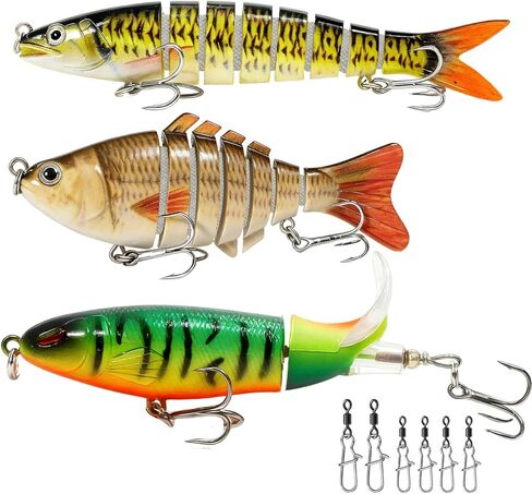 Swim baits Fishing Lures for Freshwater, Fableblis Mixed Top Water Bass Lures, Multi Jointed Swimbaits & Artificial Whopping Plopping Baits for Trout Catfish Crappie Muskie in Kuwait