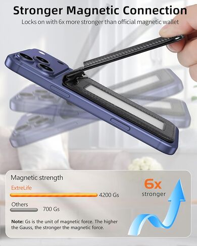 لمحفظة Magsafe مع مشبك نقود، أقوى محفظة مغناطيسية لسلسلة iPhone 17/16/15/14/13/12، حامل قابل للتعديل، نافذة لبطاقة الهوية، حامل 5 بطاقات، جلد نباتي، ليس لـ 13/12 Mini، ألياف الكربون السوداء in Kuwait