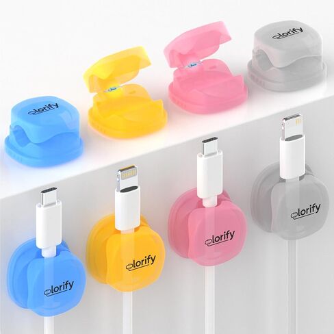 8 Pack Rotatable Cord Organizer Clips with Spring, Adhesive Charging Cords Holder for Desk, Nightstand, Laptop, Phone Charging Clips & Car Cable Management for Home & Office Use - Black in Saudi Arabia