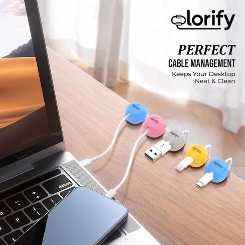 8 Pack Rotatable Cord Organizer Clips with Spring, Adhesive Charging Cords Holder for Desk, Nightstand, Laptop, Phone Charging Clips & Car Cable Management for Home & Office Use - Black in Saudi Arabia