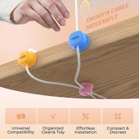8 Pack Rotatable Cord Organizer Clips with Spring, Adhesive Charging Cords Holder for Desk, Nightstand, Laptop, Phone Charging Clips & Car Cable Management for Home & Office Use - Black in Saudi Arabia