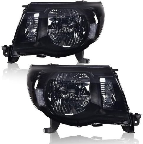 Grand Orange المصابيح الأمامية التجميع المتوافقة مع Toyota Tacoma 2005 2006 2007 2008 2009 2010 2011 Bumper Headpamp Smoke Lens Black Housing Reflector in Kuwait