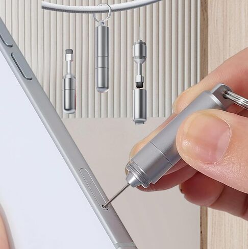 أداة إزالة صينية بطاقة SIM للهاتف الخلوي مع فرشاة تنظيف، قلم تنظيف سلسلة مفاتيح محمول 2 في 1 EDC لهاتف iPhone Airpods Pro (52x9.8 مم) in Saudi Arabia