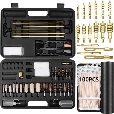iunio Universal Gun Cleaning Kit, with Mat and Case, Full Brass Jags, Rods and Adapters, for All Guns, Rifle, Shotgun, Handgun, Pistol, Hunting, Shooting, All Caliber in Kuwait