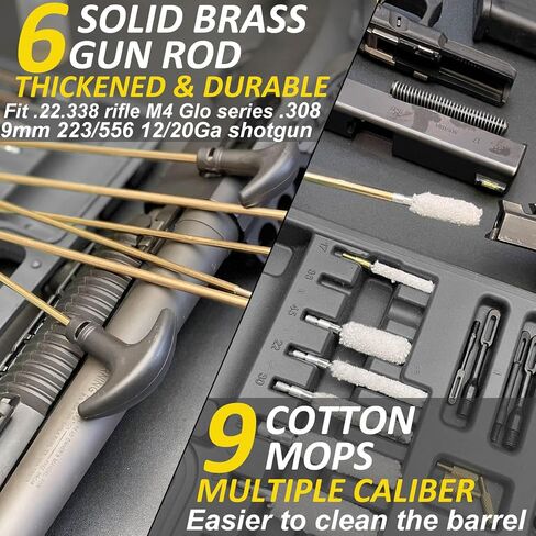 iunio Universal Gun Cleaning Kit, with Mat and Case, Full Brass Jags, Rods and Adapters, for All Guns, Rifle, Shotgun, Handgun, Pistol, Hunting, Shooting, All Caliber in Kuwait