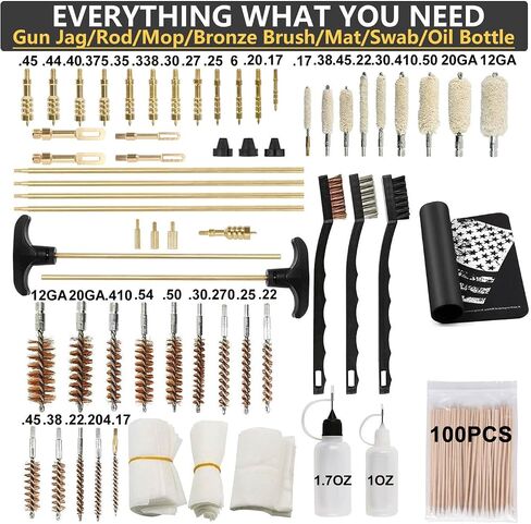 iunio Universal Gun Cleaning Kit, with Mat and Case, Full Brass Jags, Rods and Adapters, for All Guns, Rifle, Shotgun, Handgun, Pistol, Hunting, Shooting, All Caliber in Kuwait