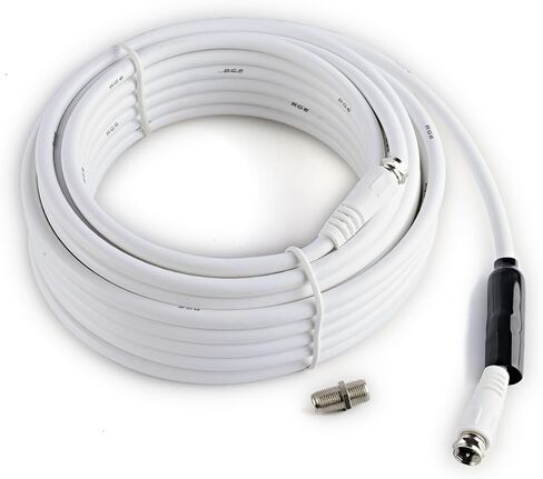 pibidi RG6 Coaxial Cable with F Connector and Extension Coupler, Weather-Sealed Double Rubber O-Ring, High-Speed Internet, Broadband and Digital TV Antenna, Satellite Cable Extension (Black, 6 FT) in Kuwait