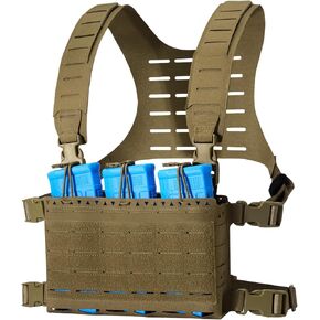Tactical Micro Chest Rig Laser Cut Molle Adjustable Detachable Harness with 5.56 Magazine Pouch Holders in Kuwait