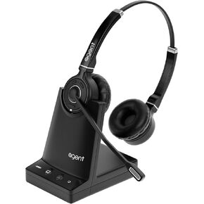 سماعة الرأس اللاسلكية TruVoice Agent AW80 3 في 1 DECT مع ميكروفون لإلغاء الضوضاء للهاتف والكمبيوتر الشخصي والخلوي | الحد الأقصى لنطاق 500 قدم (15 × مسافة بلوتوث) - إمكانية الرد عن بعد مع EHS إضافية in Kuwait