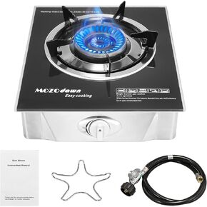 Single Burner Propane Stove 15000 BTU, Portable Gas Propane Stove 1 Burner, Camping Stove Propane with LPG Adapter Hose for Indoor and Outdoor Kitchen Cooking in Saudi Arabia