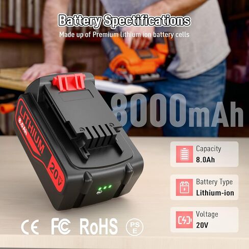 BATTOOL Upgraded 7500mAh 20V LBXR20 Replacement Battery for Black and Decker 20V Lithium Battery LB20 LBX20 LBXR2020-OPE LBXR20B-2 LBX4020 in Kuwait