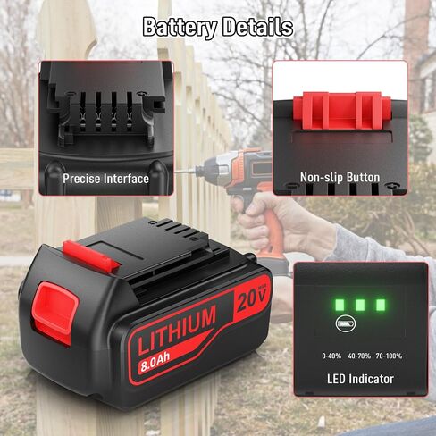 BATTOOL Upgraded 7500mAh 20V LBXR20 Replacement Battery for Black and Decker 20V Lithium Battery LB20 LBX20 LBXR2020-OPE LBXR20B-2 LBX4020 in Kuwait